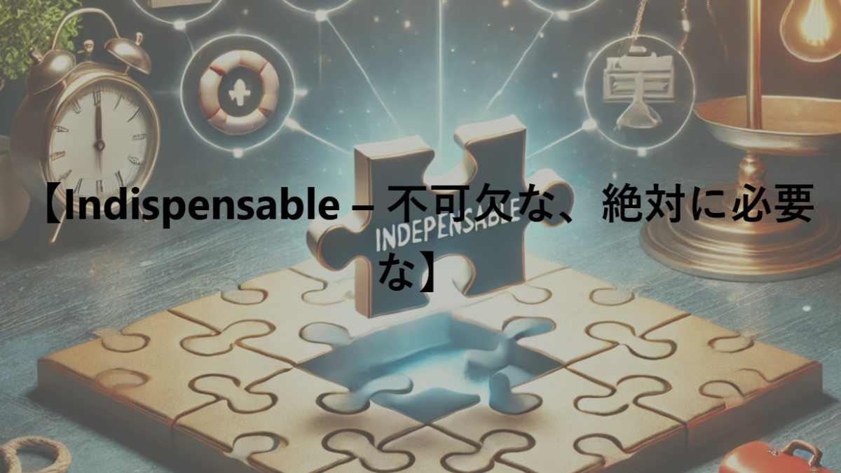 【Indispensable – 不可欠な、絶対に必要な】