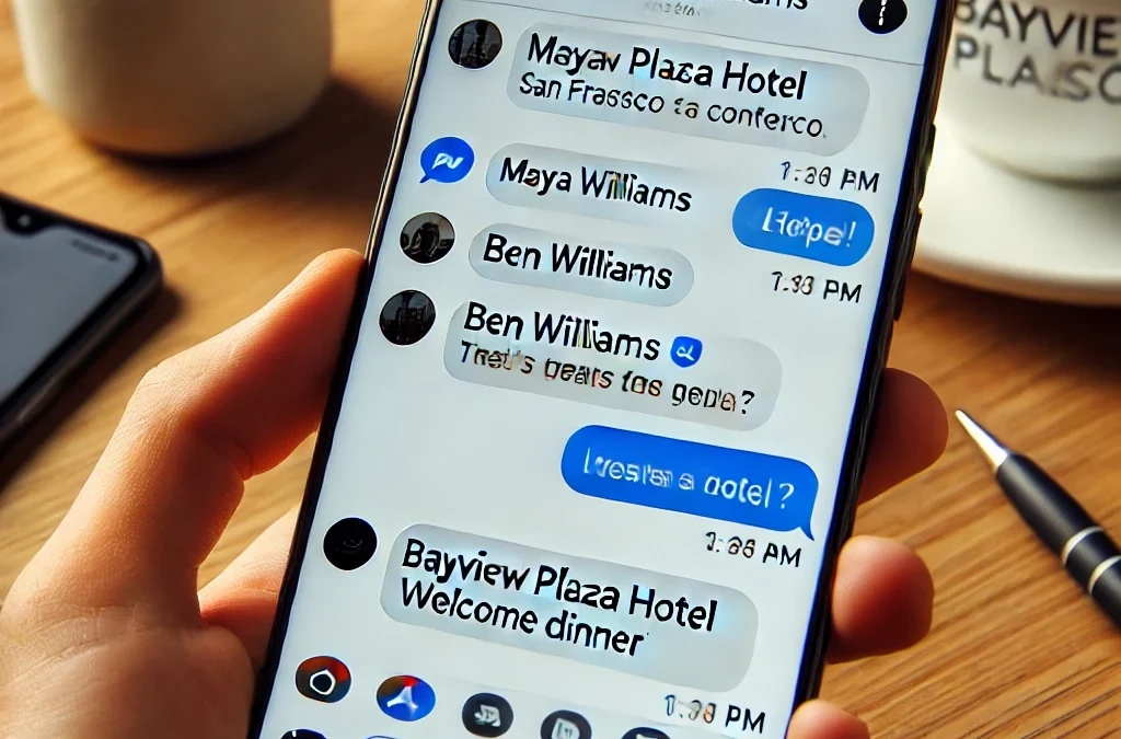 TOEIC パート7-2練習問題　「こんにちは、ベン！たった今サンフランシスコに到着しました。ホテルの予約の最新情報は何かわかりますか？」